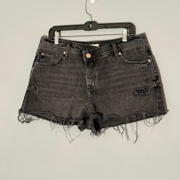 River Island Pants - River Island Black Distressed Jean Shorts - Size 12